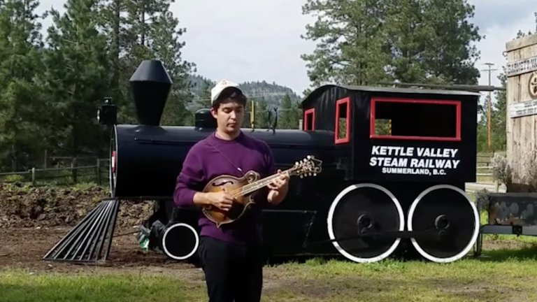 Tristan Scroggins performing Bill Monroe's "Blue Goose" in Summerland, BC